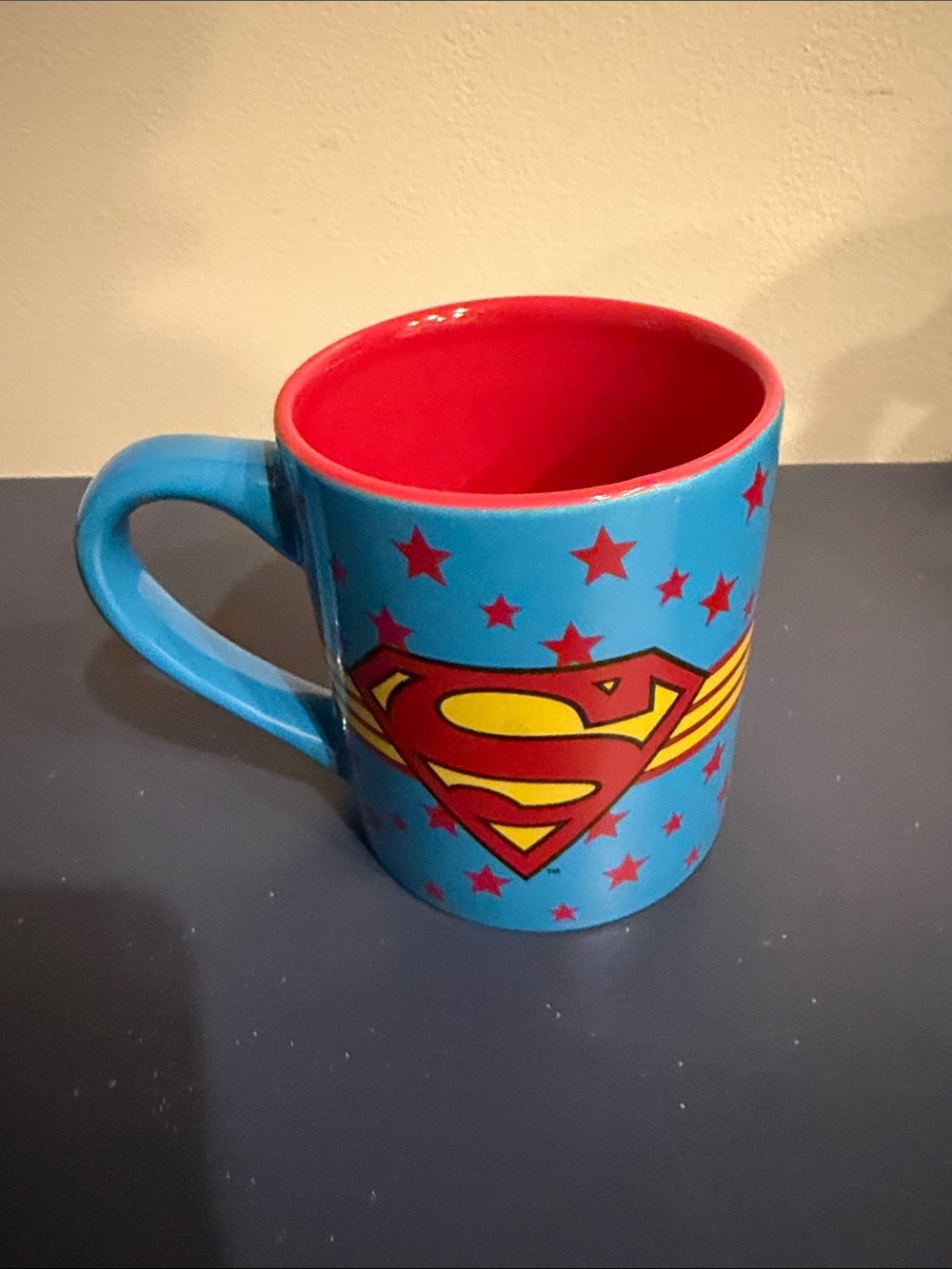 DC Comics Blue Mug with Red Interior and Superman Emblem